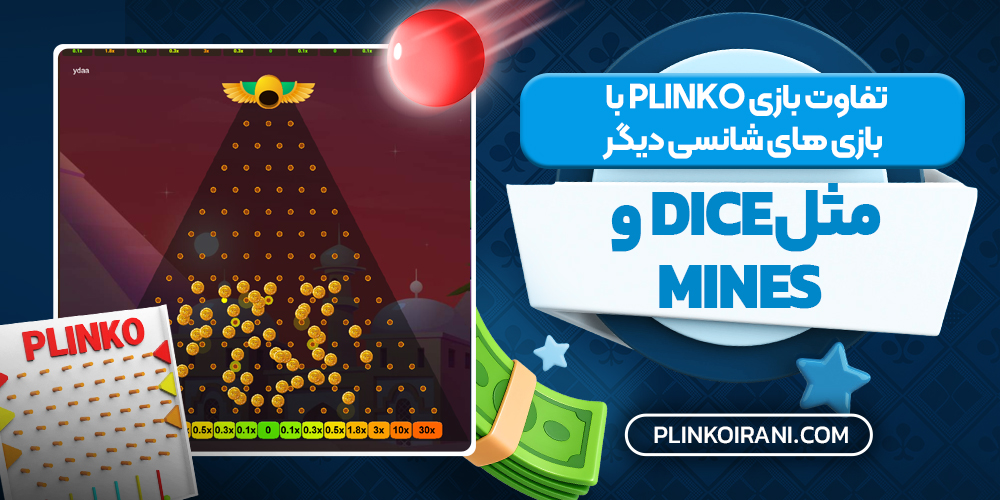 تفاوت بازی Plinko با بازی‌ های شانسی دیگر مثل Dice و Mines